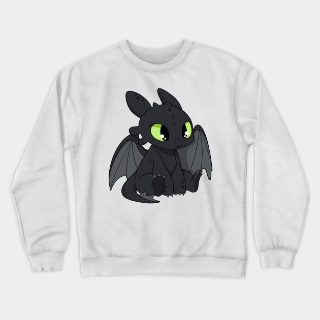 Pretty Toothless, Night fury fanart, How to train your dragon character design Crewneck Sweatshirt by PrimeStore